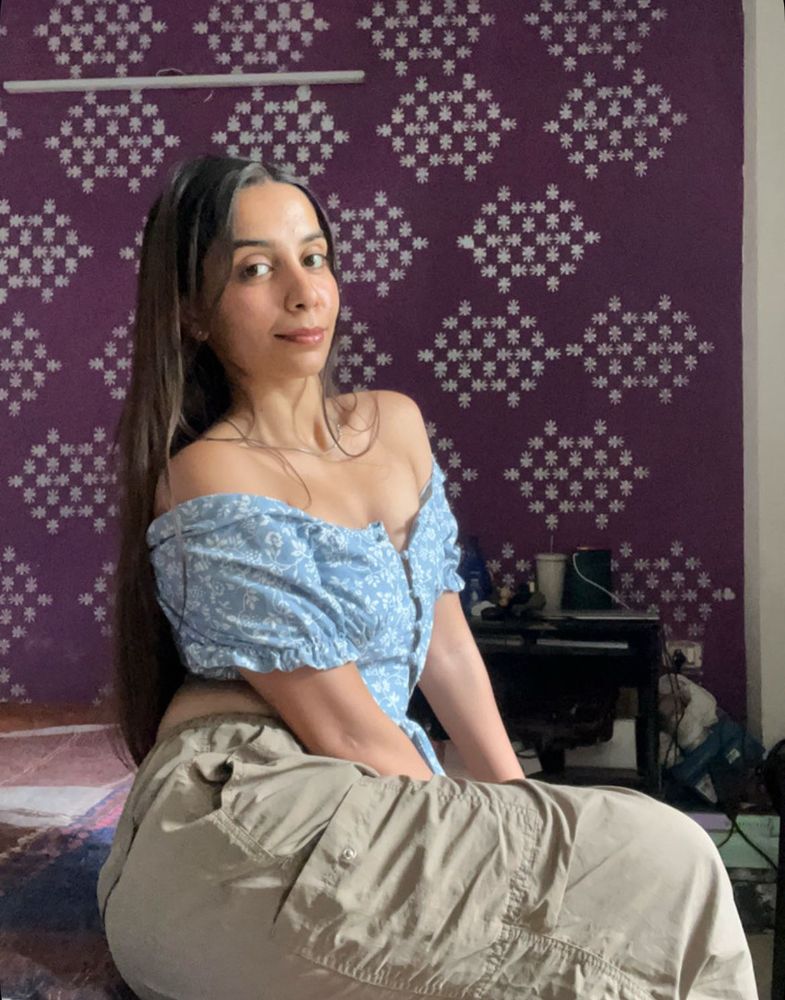Sky Blue Floral Crop Top