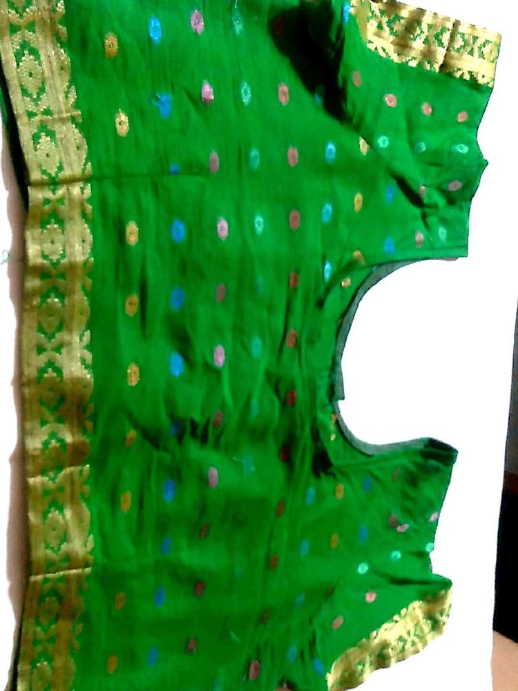 Green &amp; Gold Readymade Blouse