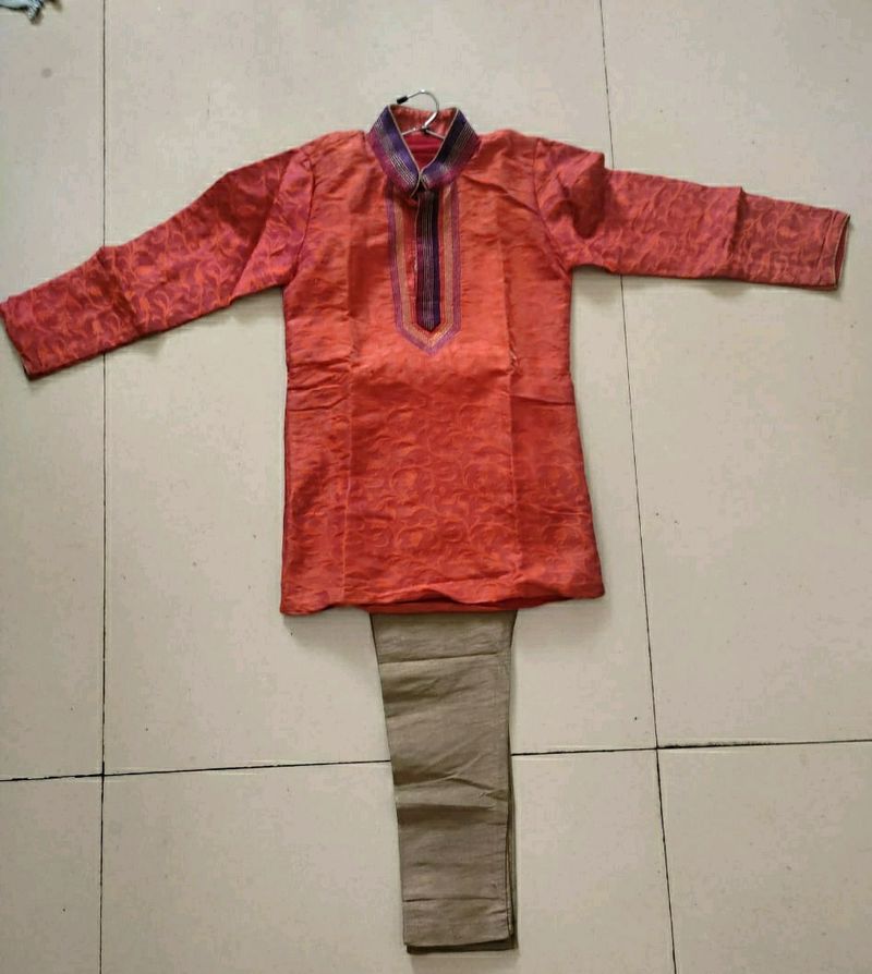 Orange Kids Kurta Pajama Set