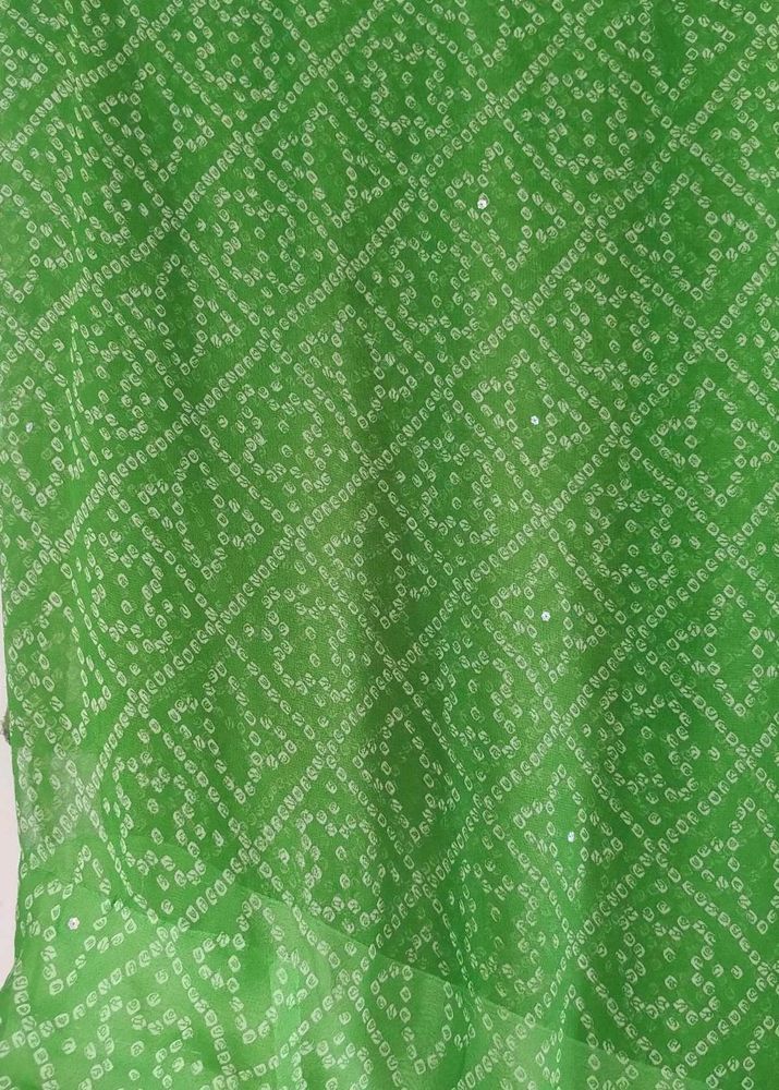 Lime Green Bandhani Saree