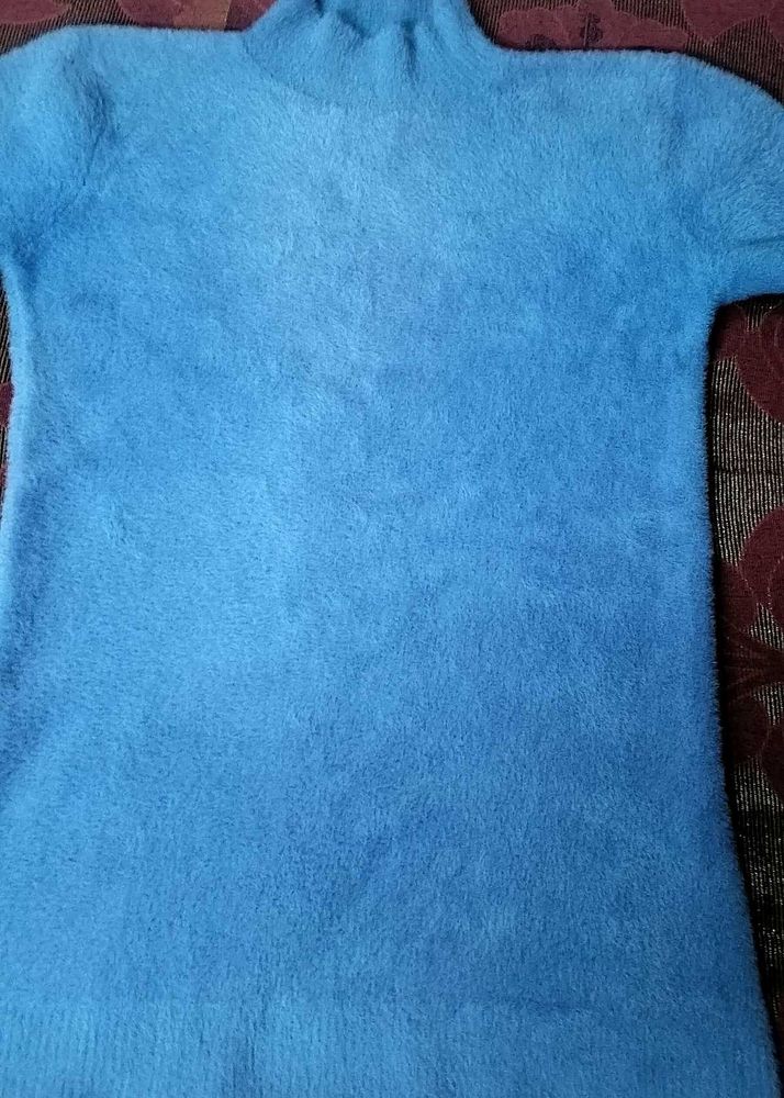 Blue Fuzzy Knit Top