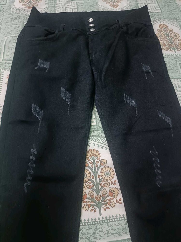 Distressed Black Jeans