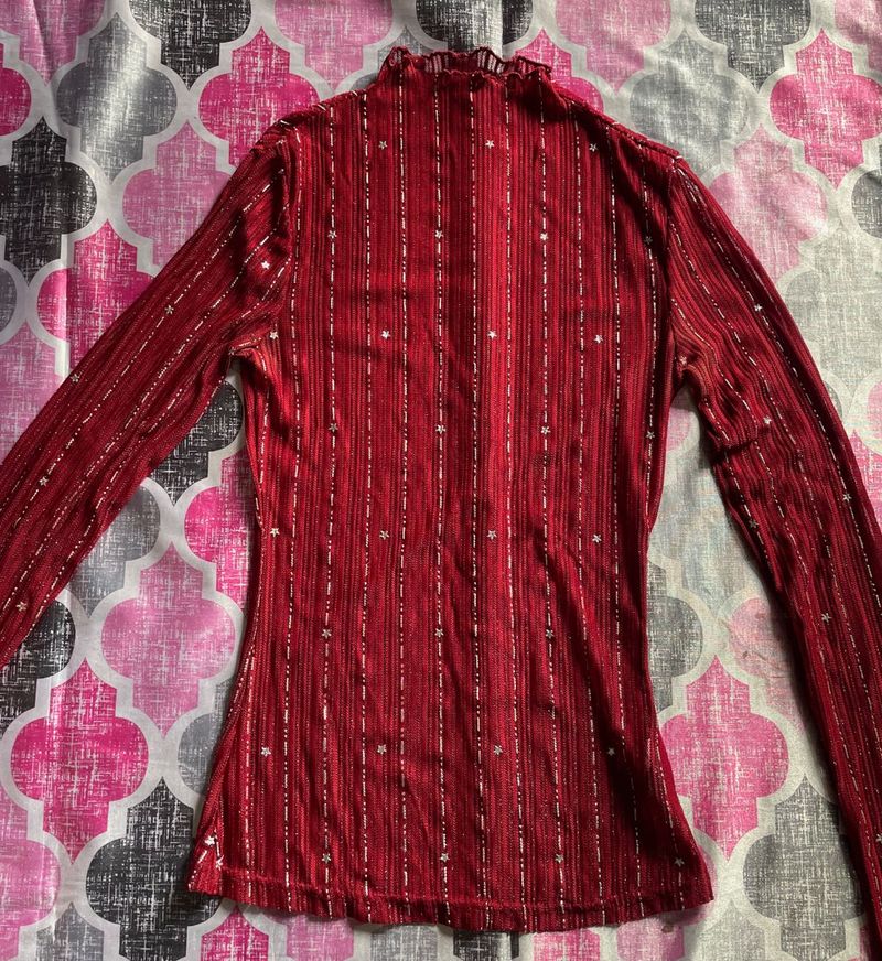 Y2K Red Mesh Top