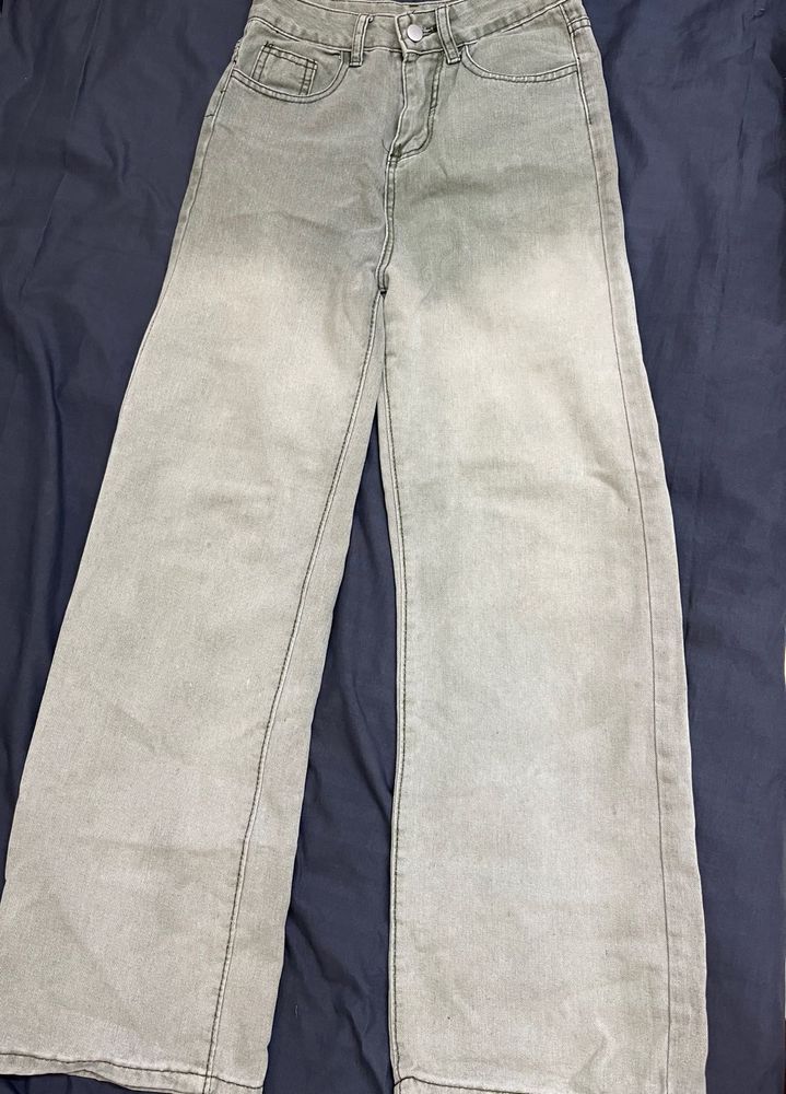 Wide Leg Grey Jeans