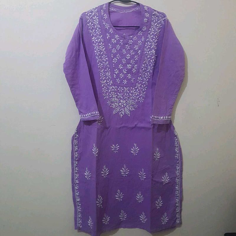 Chikankari Lavender Kurta