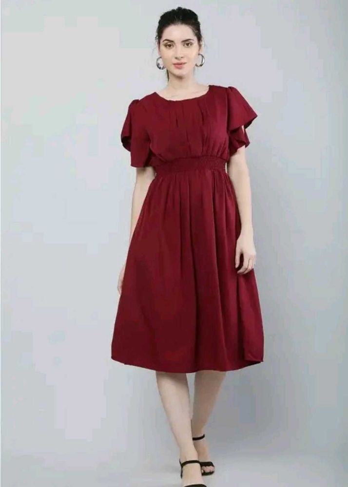 Elegant Maroon Midi Dress