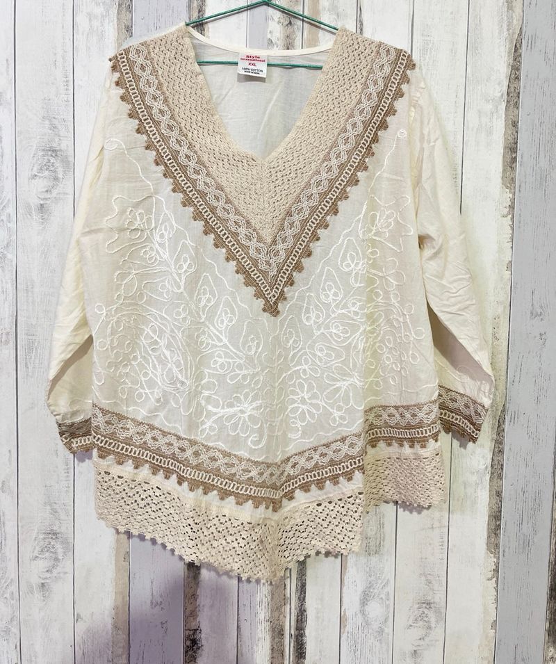 Boho Crochet Trim Tunic Kurti