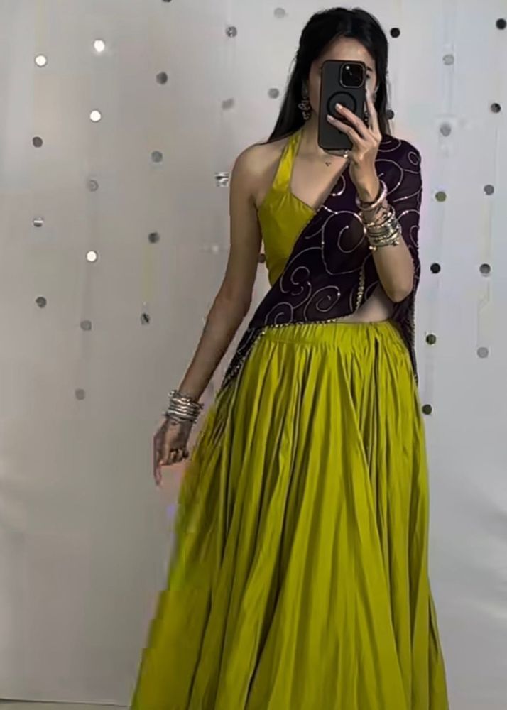 Green Halter Neck Lehenga Choli