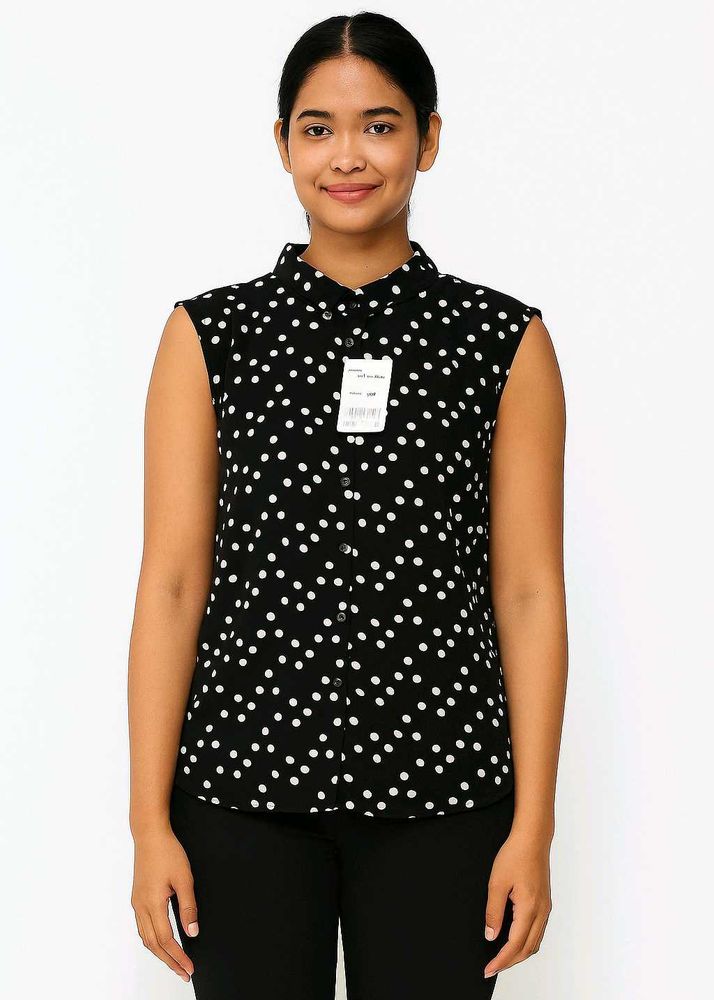 Trendy New Polka Dot Sleeveless Blouse