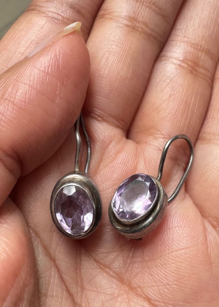 92.5 Amethyst Silver Earrings