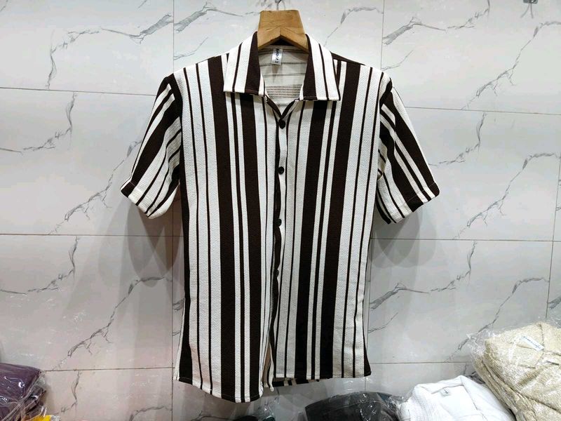 Striped Short Sleeve Button-Up