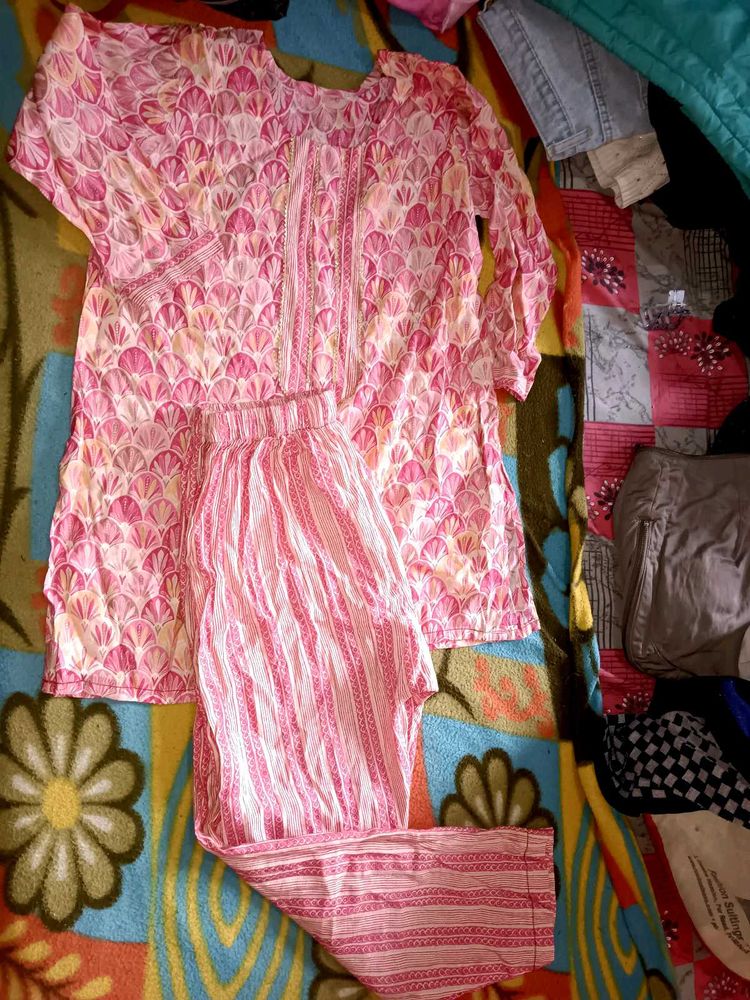 Pink Printed Kurta Set