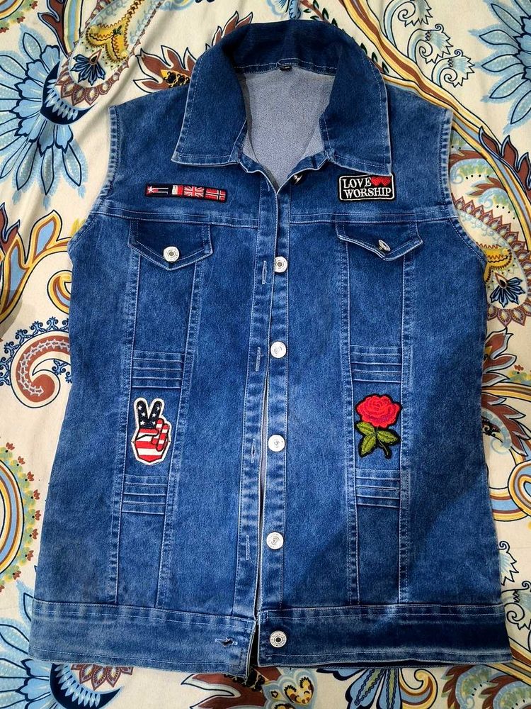 Denim Vest with Patches