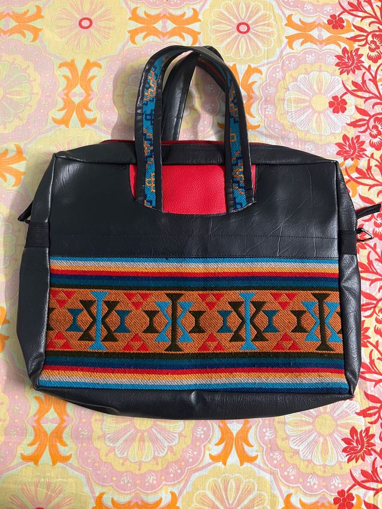 Leather Laptop Bag With Detailing