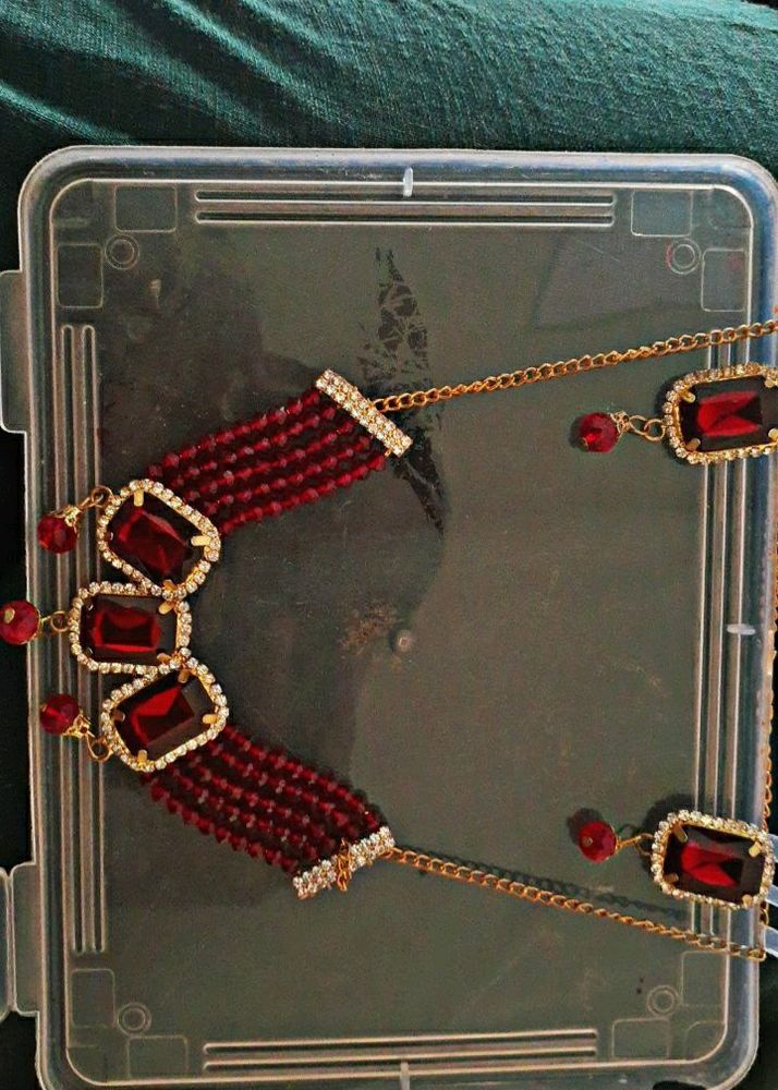 Red Necklace With Earrings