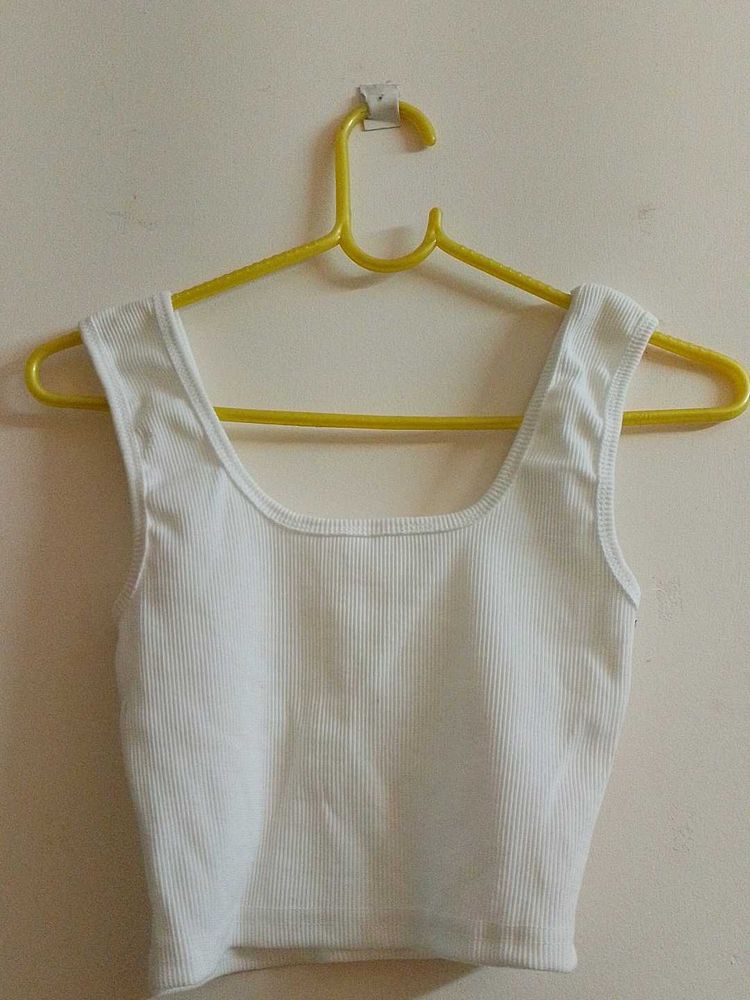 White Ribbed Tank Top