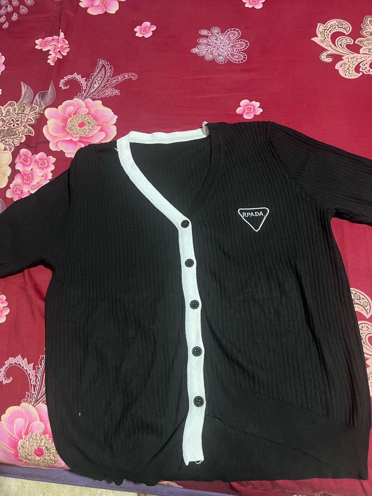 Prada Inspired Black Knit Cardigan
