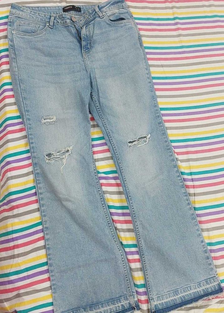 Ice Blue Korean Y2k Low Waist Jeans