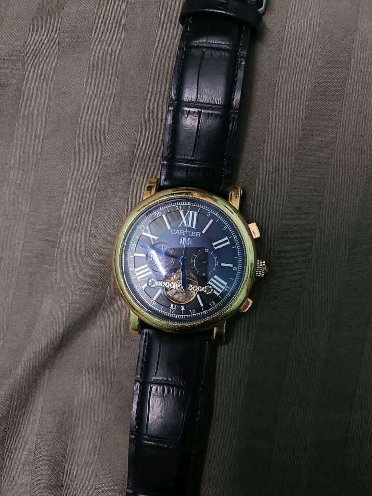 Cartier Black Leather Watch