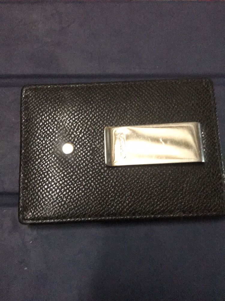 Coach Black Leather Money Clip Wallet