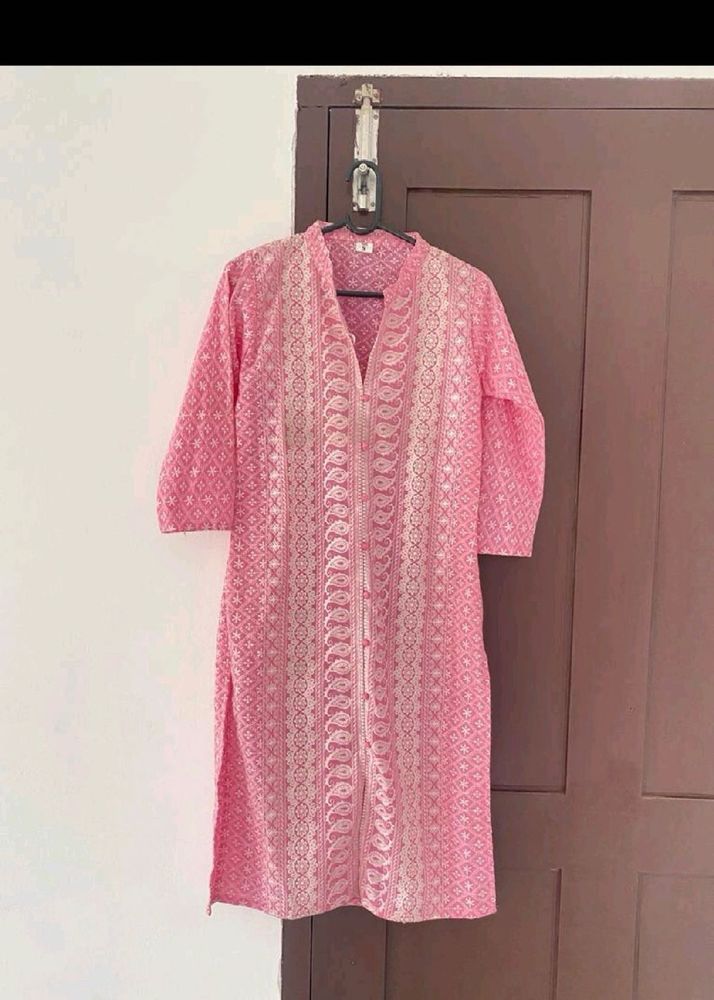 Baby Pink Chikankari Kurti