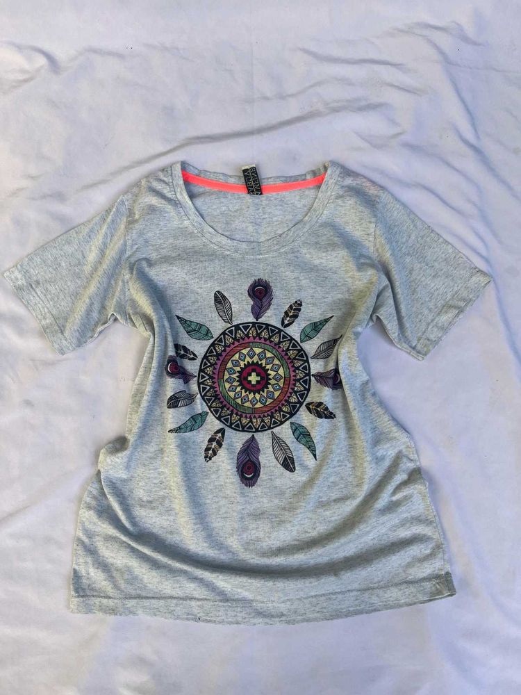 Gray Graphic Print Tee