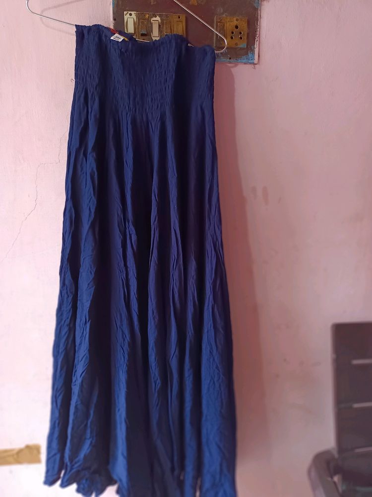 Navy Blue Elastic Skirt Palazza