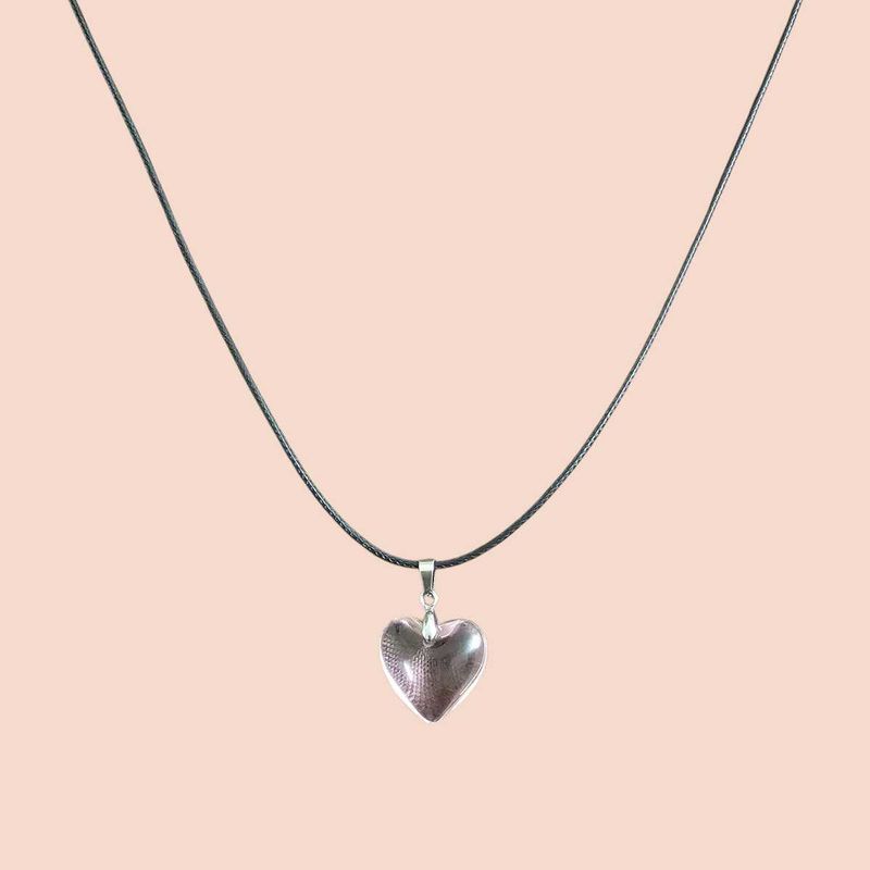 Pink Glass Heart Pendant Necklace