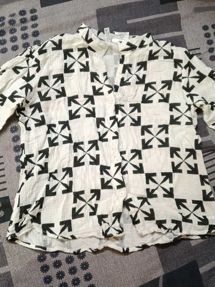 Patterned Button-Down Shirt