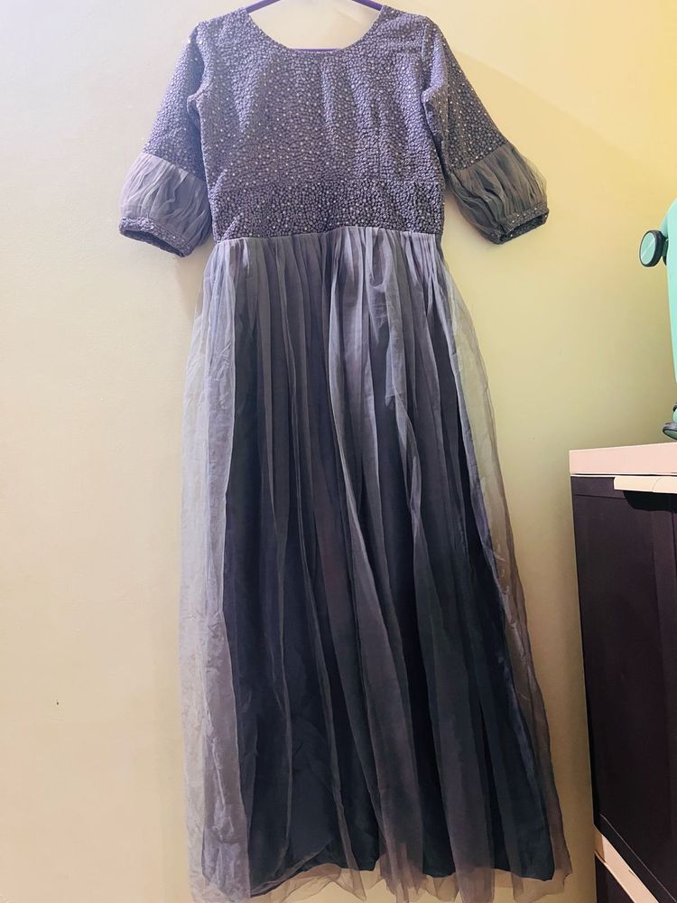 Gray Embellished Maxi Dress