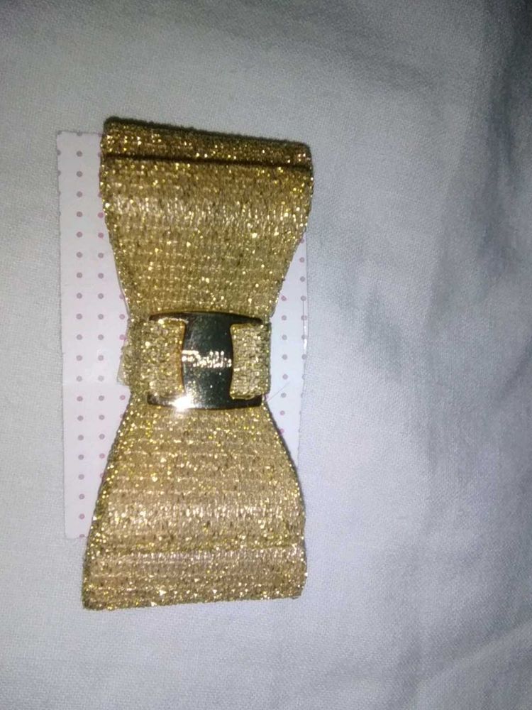 Gold Glitter Bow Hair Clip