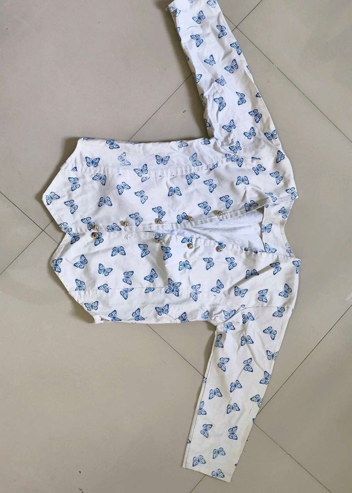 Butterfly Print Cotton Jacket