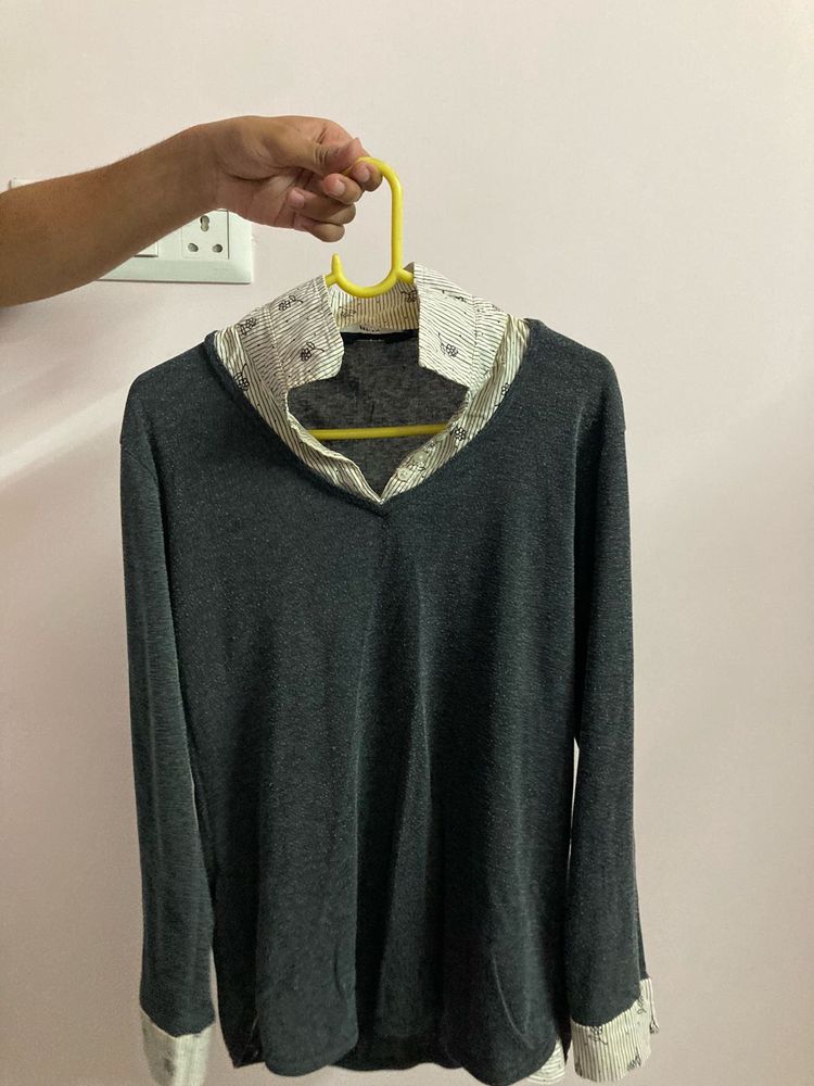 Stylish Grey Long Sleeve Tee