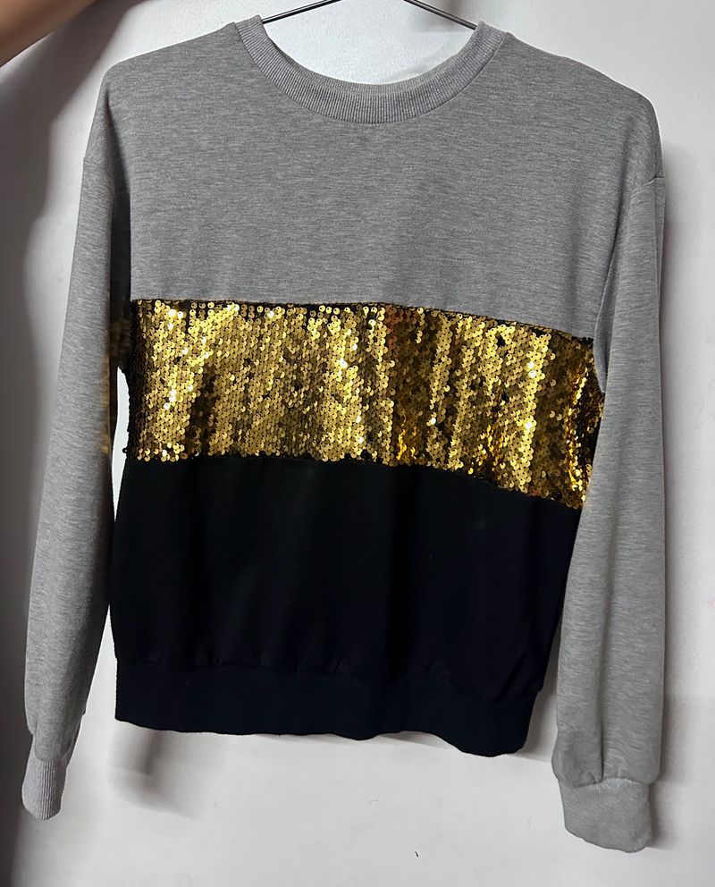 Shein Sequin Color Block Pullover