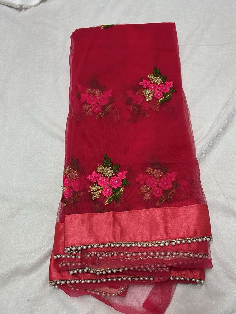 Red Embroidered Dupatta