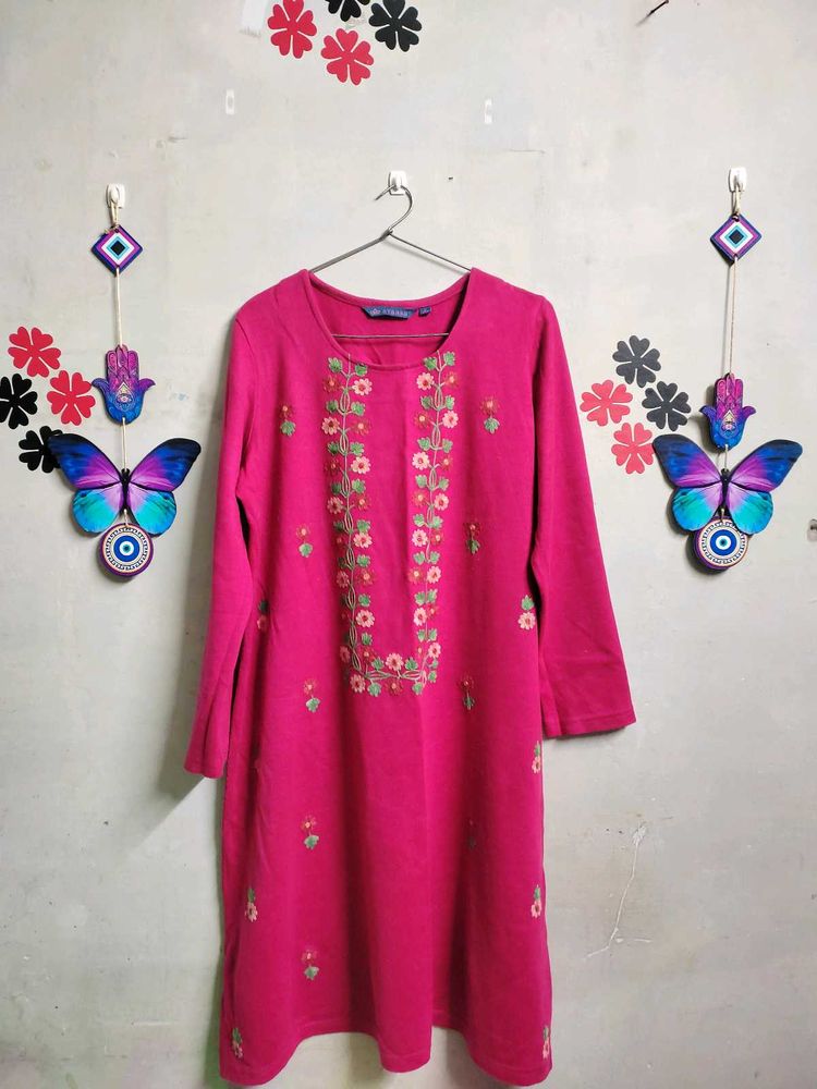 🌺Floral Embroidered Winter Kurta/Dress