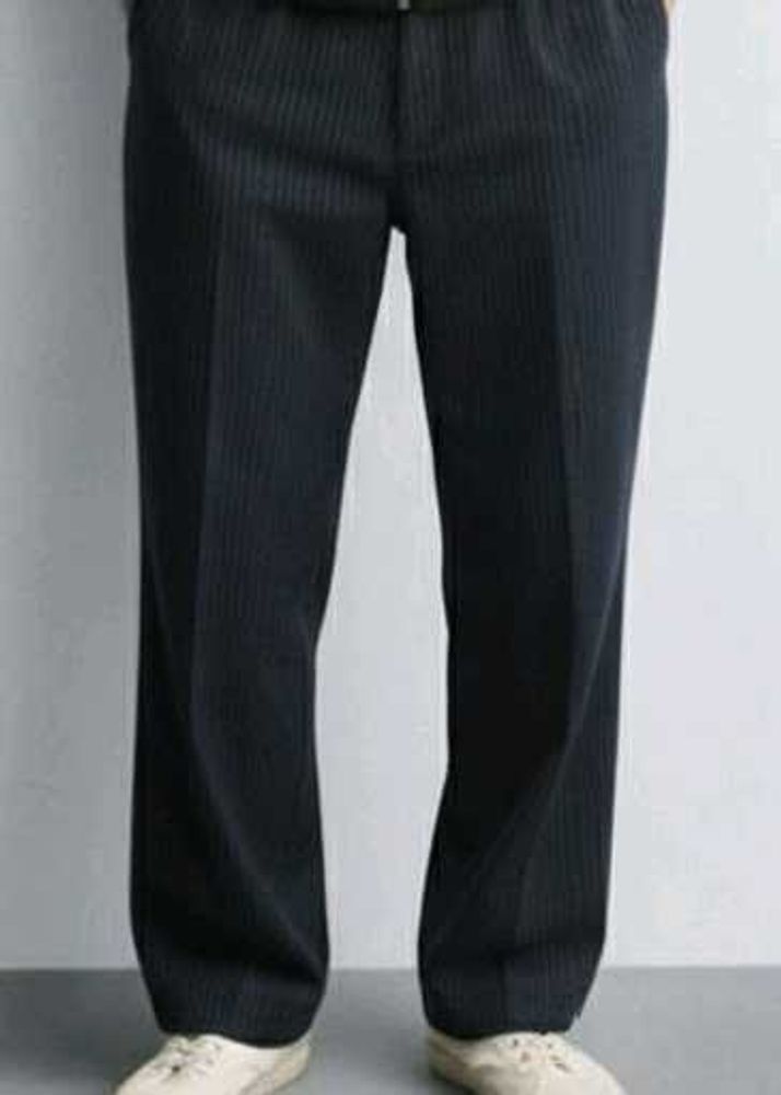 Men’s Formal Pinstripe Trousers | Size [32] | Dark