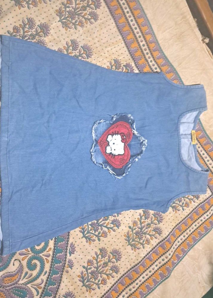 Denim Dress with Cute Patch