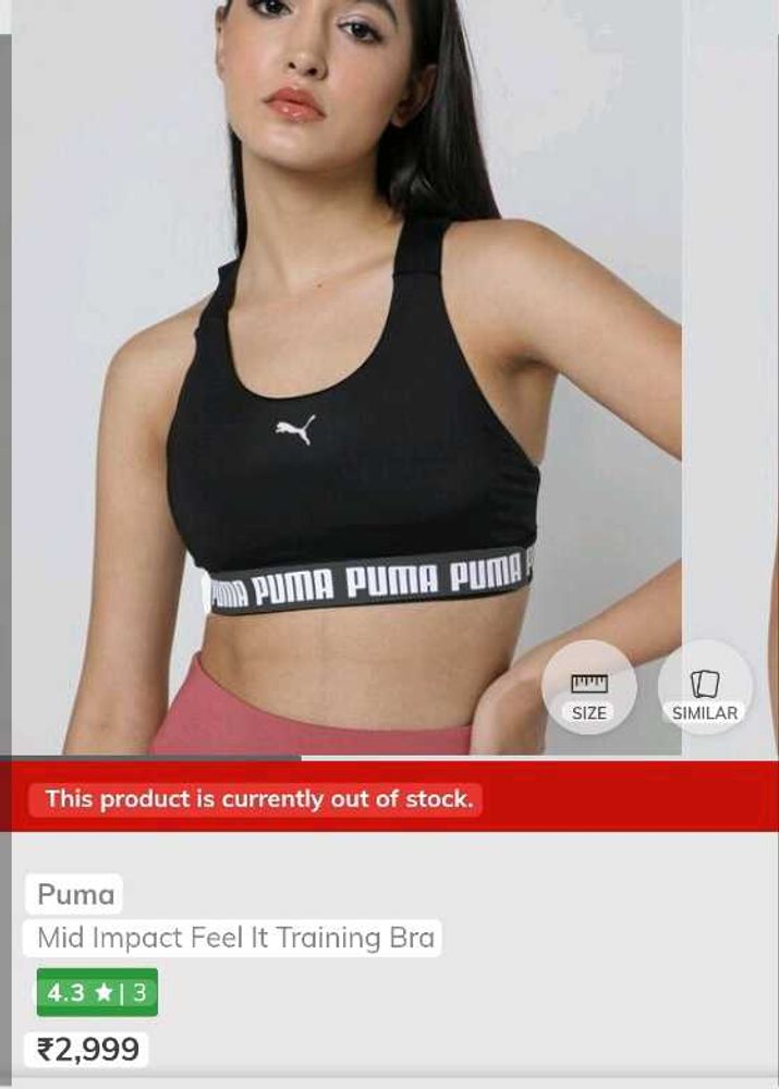 Puma Black Stylish Cross Back Gym Bra
