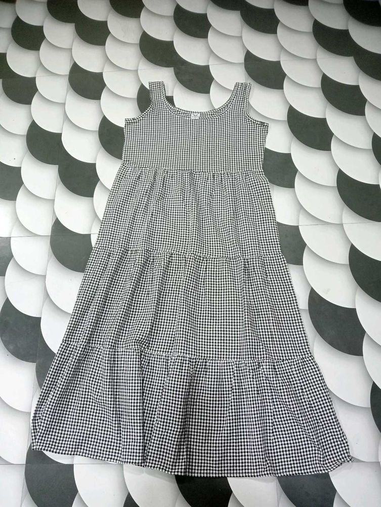 Gingham Tiered Midi Dress