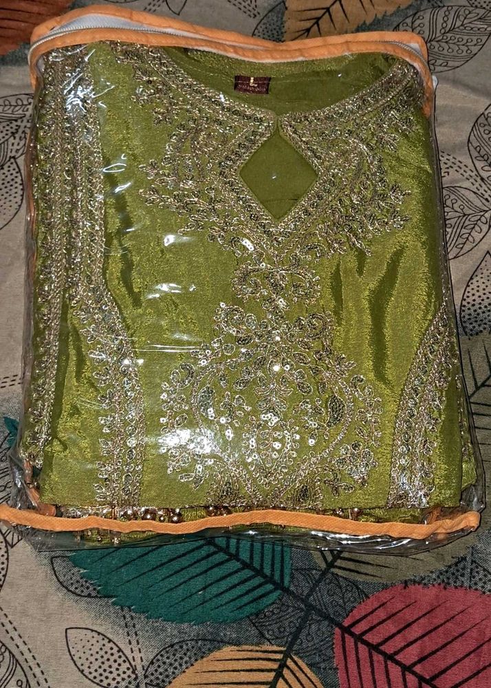 Olive Green Embellished Salwar Kameez