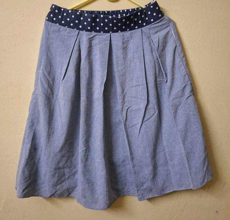 Blue Pleated Skirt