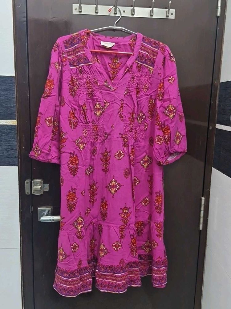 Westside Pink Printed Dress L