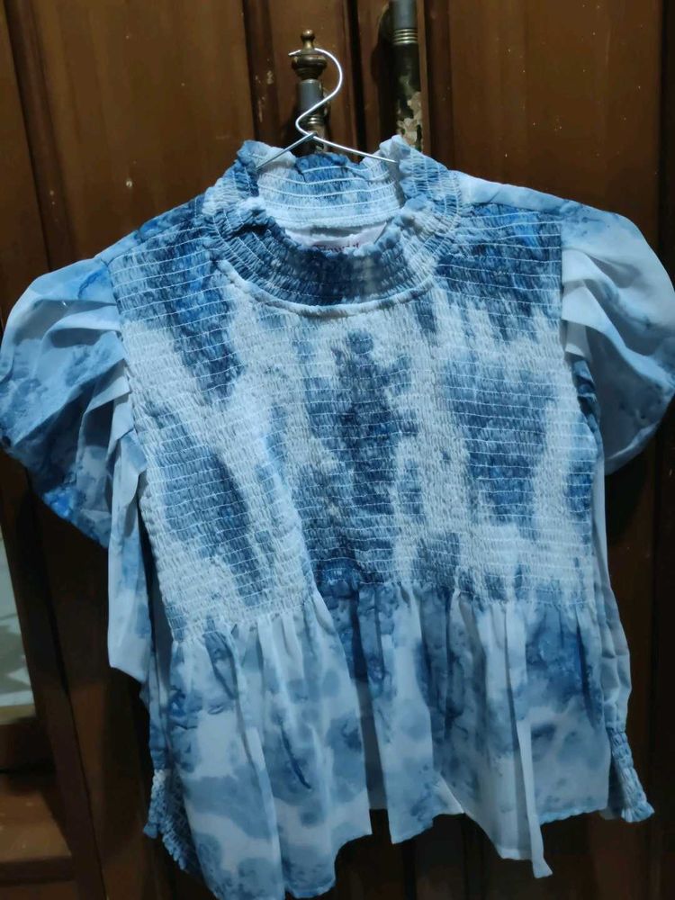 Blue Tie-Dye Top