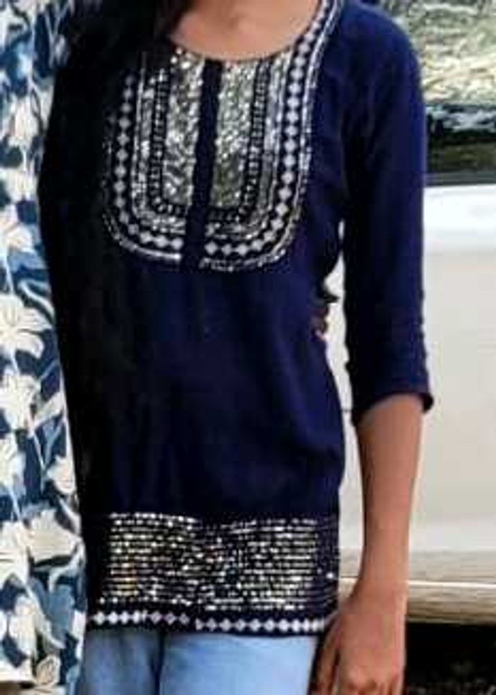 Embellished Blue Short Kurti