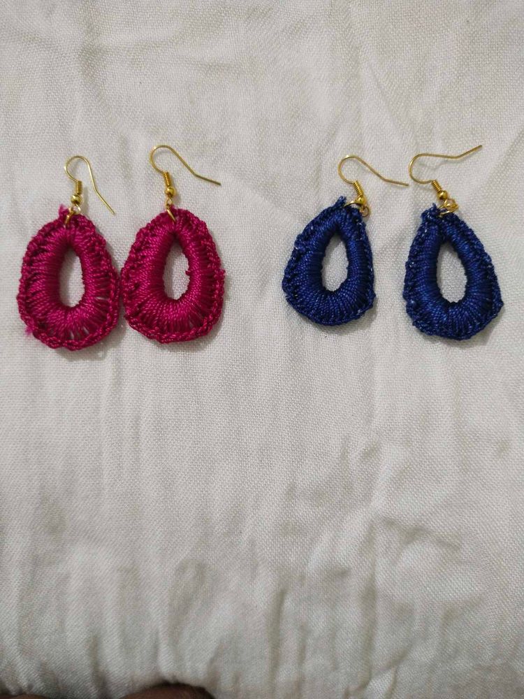 Handmade Crochet Teardrop Earrings