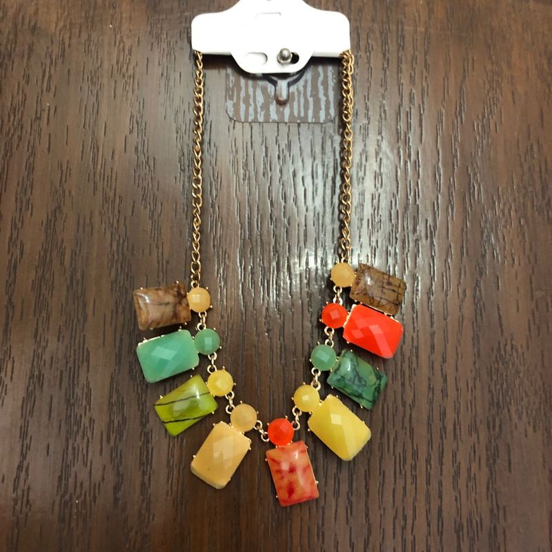 Colorful Geometric Statement Necklace