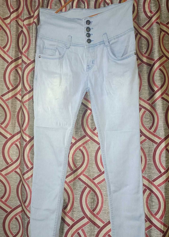 High-Waisted Light Wash Jeans