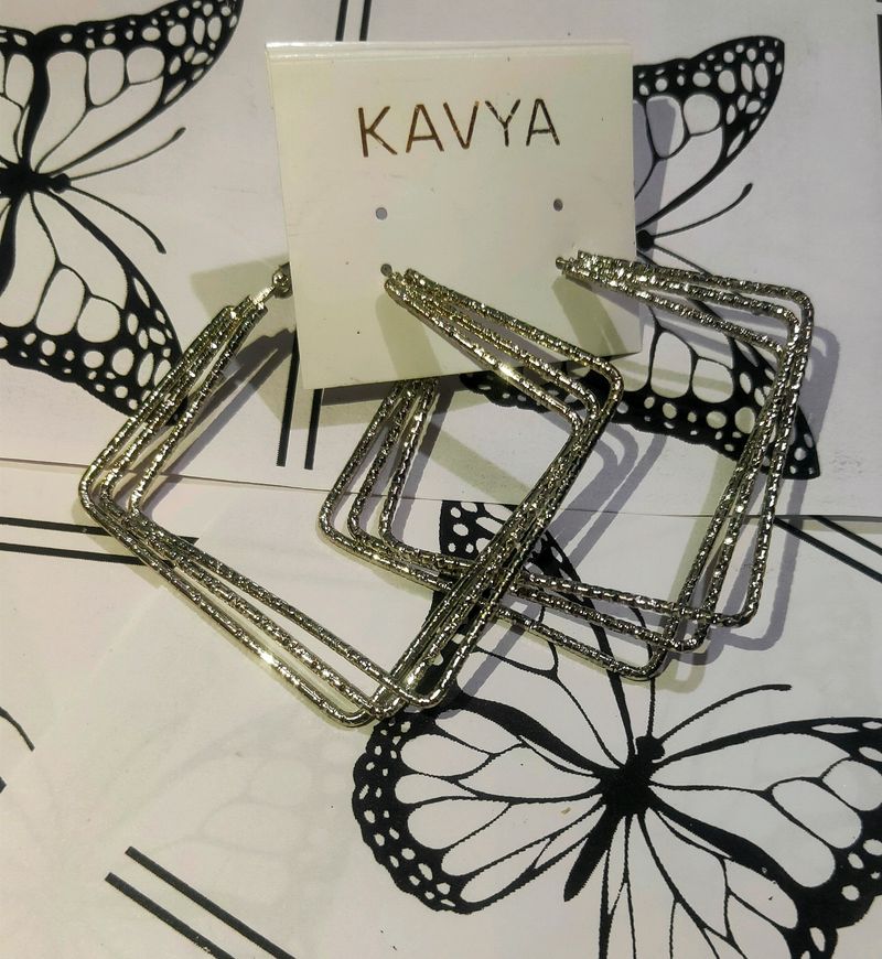 Silver Square Shape Hoops/Earrings