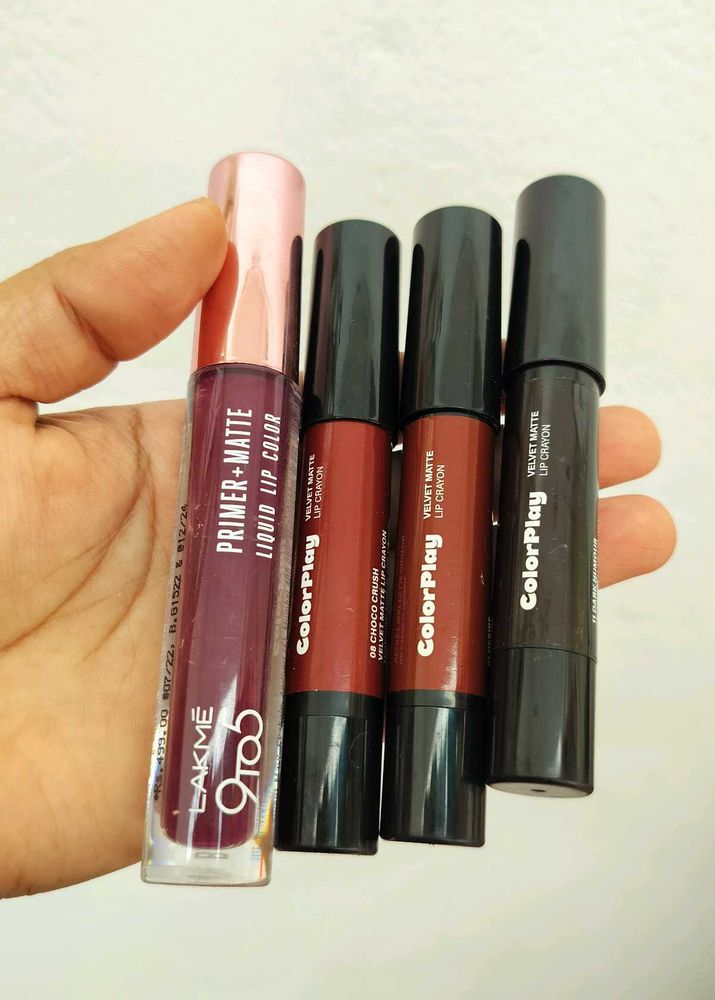 Set Of 4 | Lakme And Colourplay Brown Lipsticks